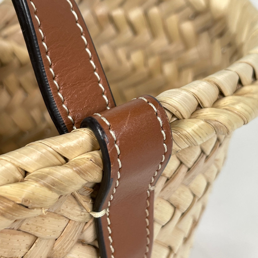 セリーヌ トリオンフ パニエ 2WAY ショルダーバッグ かごバッグ ミニ ハンドバッグ ラフィア ベージュ ブラウン レディース 【中古】brbag