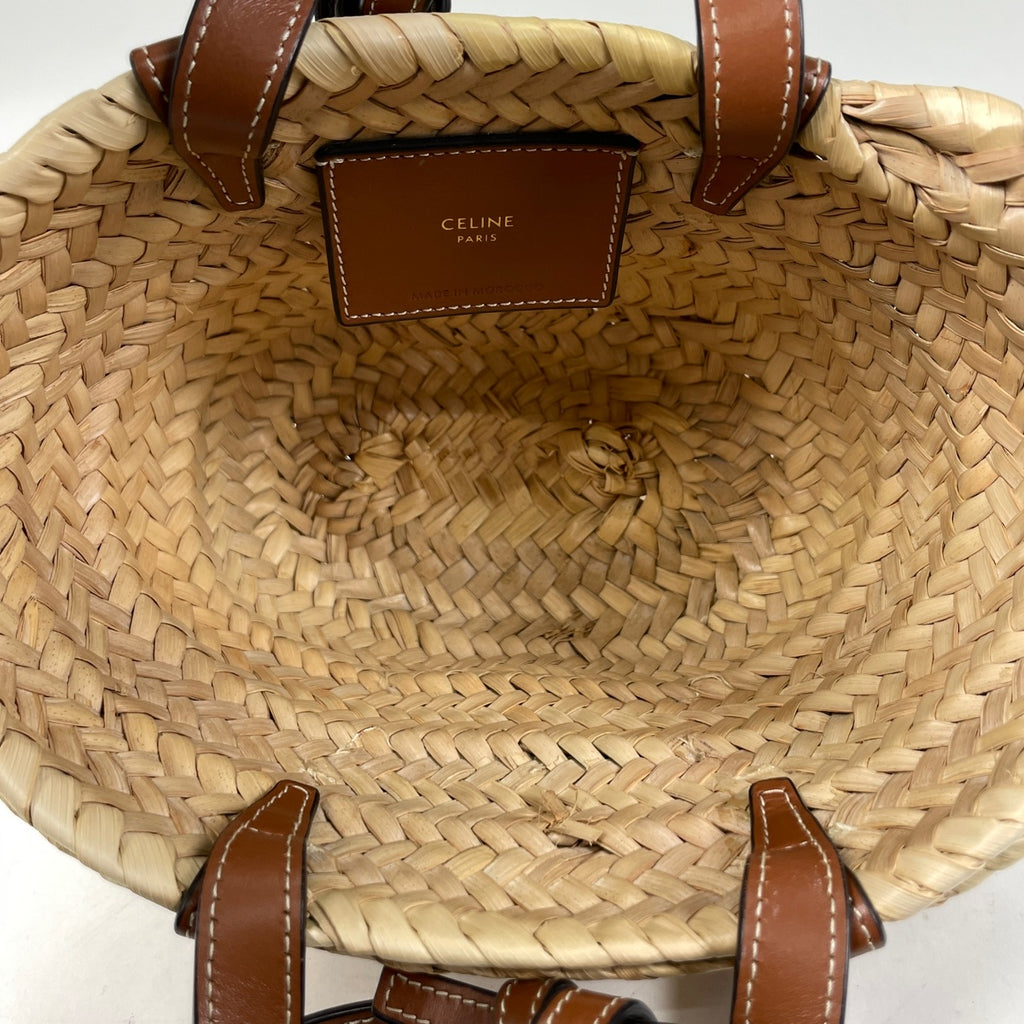 セリーヌ トリオンフ パニエ 2WAY ショルダーバッグ かごバッグ ミニ ハンドバッグ ラフィア ベージュ ブラウン レディース 【中古】brbag