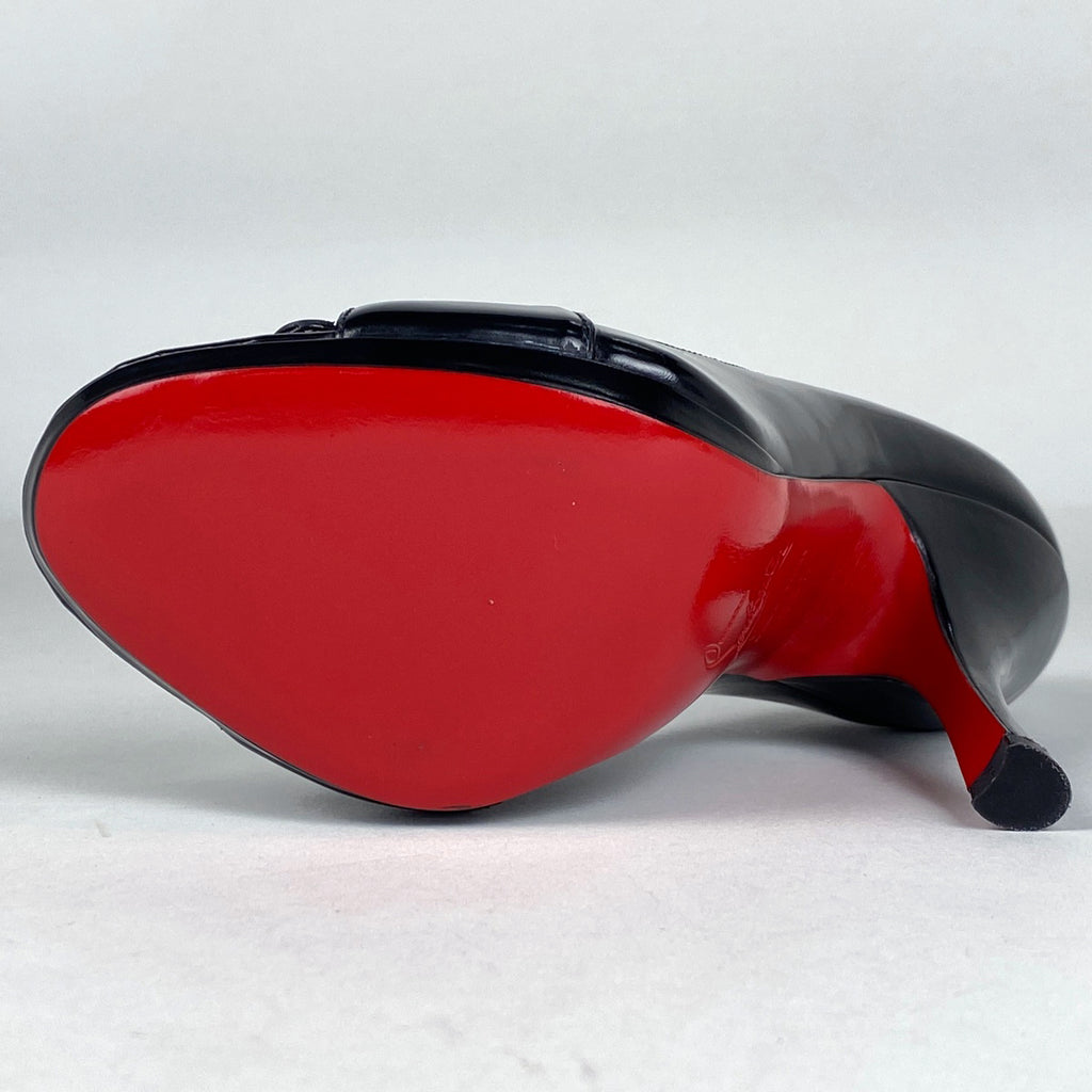 クリスチャンルブタン オープントゥパンプス ピンヒール ハイヒール 靴 パンプス レザー ブラック レディース 【中古】brapp