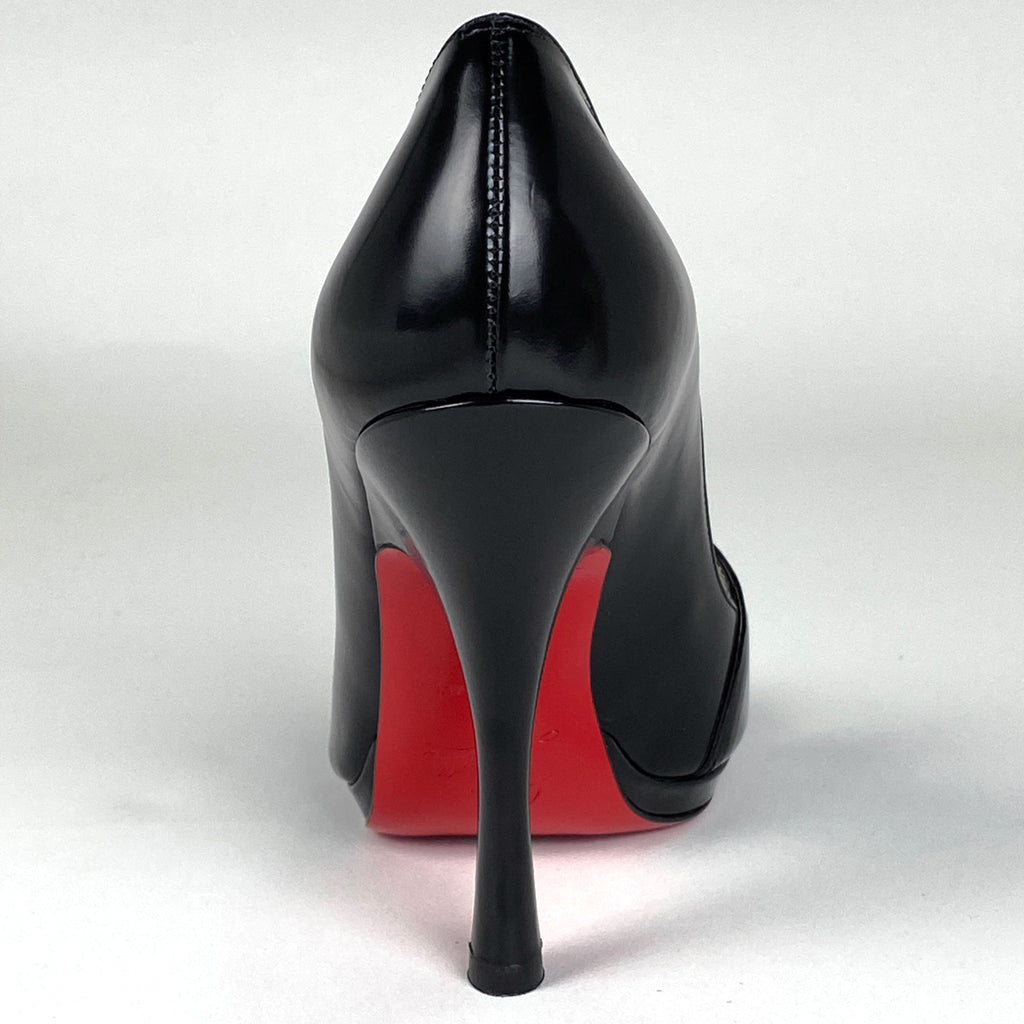 クリスチャンルブタン オープントゥパンプス ピンヒール ハイヒール 靴 パンプス レザー ブラック レディース 【中古】brapp