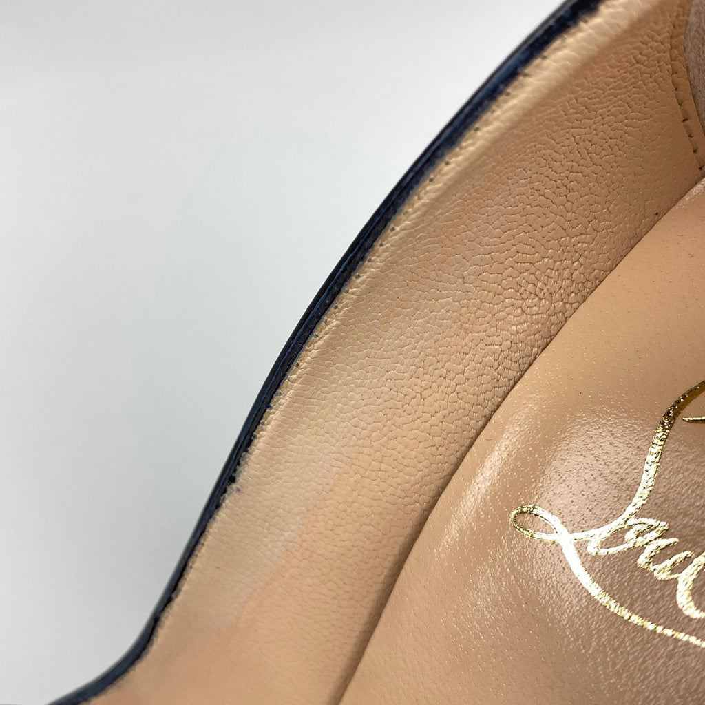 クリスチャンルブタン オープントゥパンプス ピンヒール ハイヒール 靴 パンプス レザー ブラック レディース 【中古】brapp