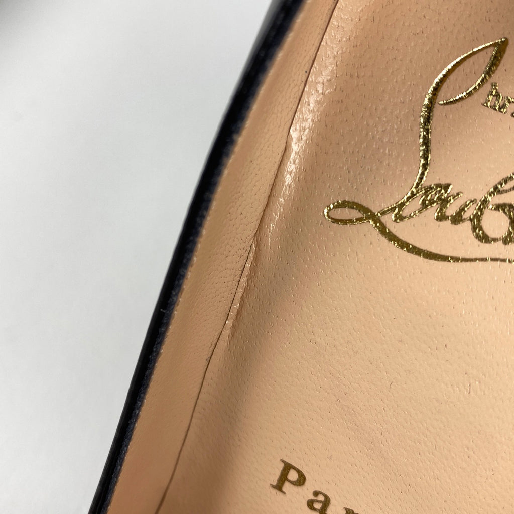 クリスチャンルブタン オープントゥパンプス ピンヒール ハイヒール 靴 パンプス レザー ブラック レディース 【中古】brapp