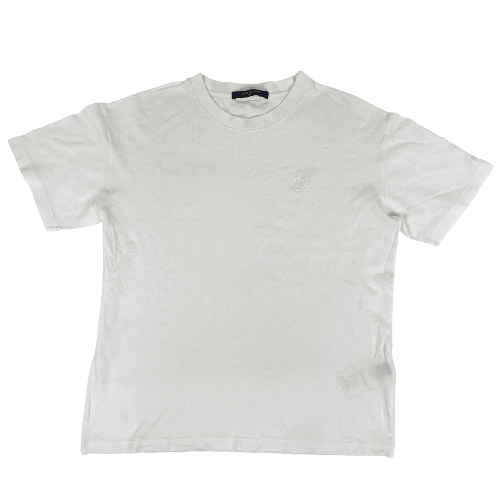 ルイ・ヴィトン ダミエ 半袖 Tシャツ ロゴ トップス 半袖Ｔシャツ コットン ホワイト メンズ 【中古】brapp