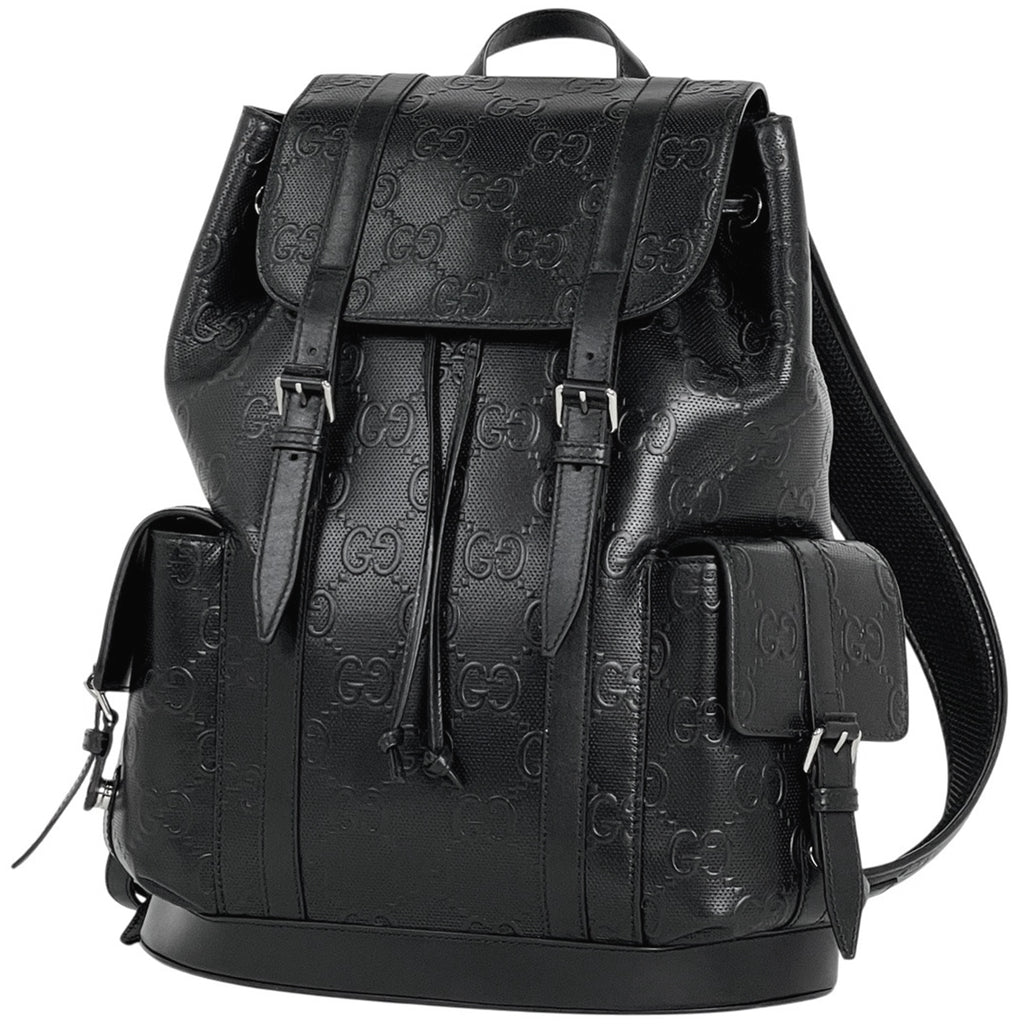 グッチ GG柄 リュック バックパック GGエンボス リュック レザー ブラック 625770 メンズ 【中古】brbag