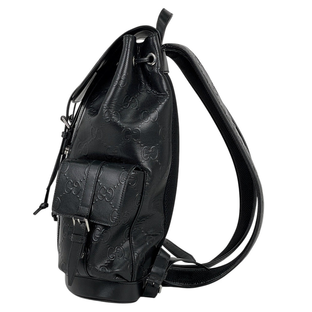 グッチ GG柄 リュック バックパック GGエンボス リュック レザー ブラック 625770 メンズ 【中古】brbag