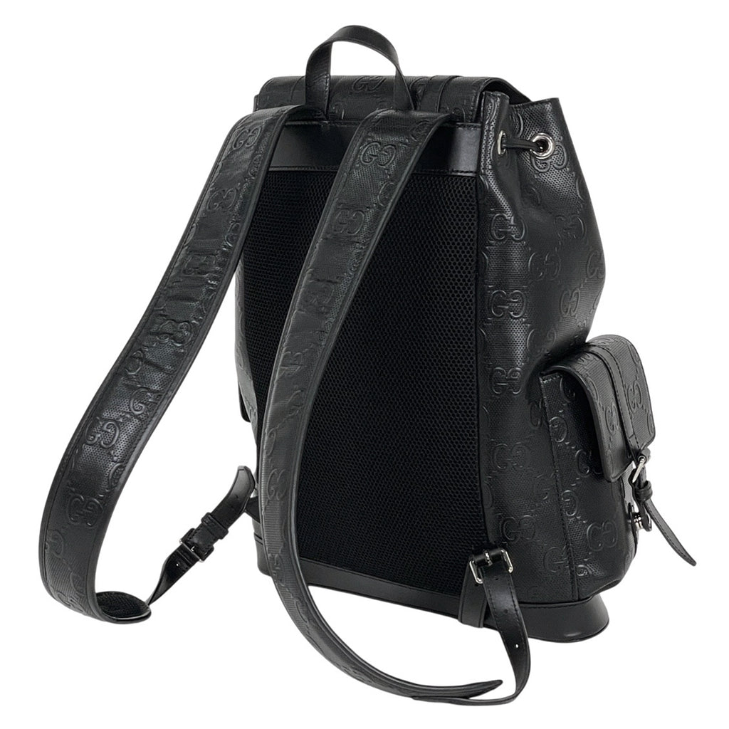 グッチ GG柄 リュック バックパック GGエンボス リュック レザー ブラック 625770 メンズ 【中古】brbag