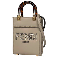 フェンディ サンシャイン ショッパー スモール ハンドバッグ ロゴ 2WAY ショルダーバッグ レザー ベージュ 8BS051 レディース 【中古】brbag