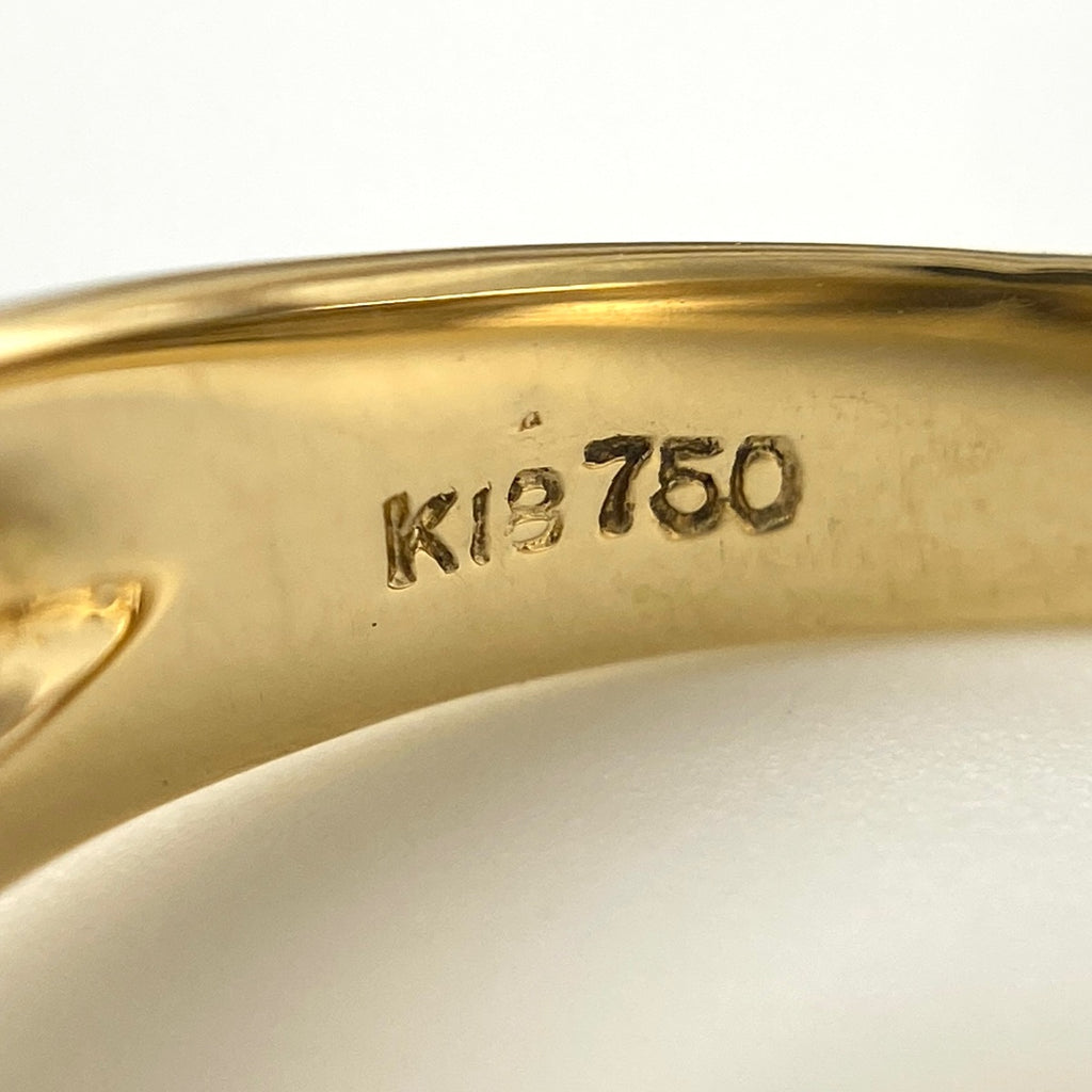 ハートモチーフ リング YG イエローゴールド メレダイヤ 指輪 リング 13号 K18 ダイヤモンド レディース 【中古】nbjwl