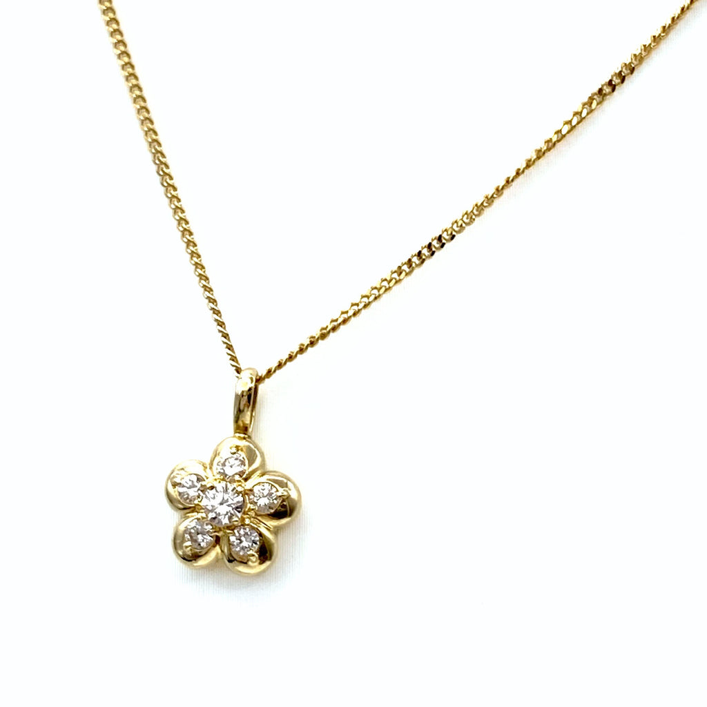 メレダイヤ デザインネックレス YG イエローゴールド ペンダント ネックレス K18 ダイヤモンド レディース 【中古】nbjwl