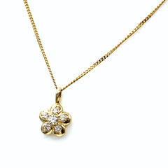 メレダイヤ デザインネックレス YG イエローゴールド ペンダント ネックレス K18 ダイヤモンド レディース 【中古】nbjwl