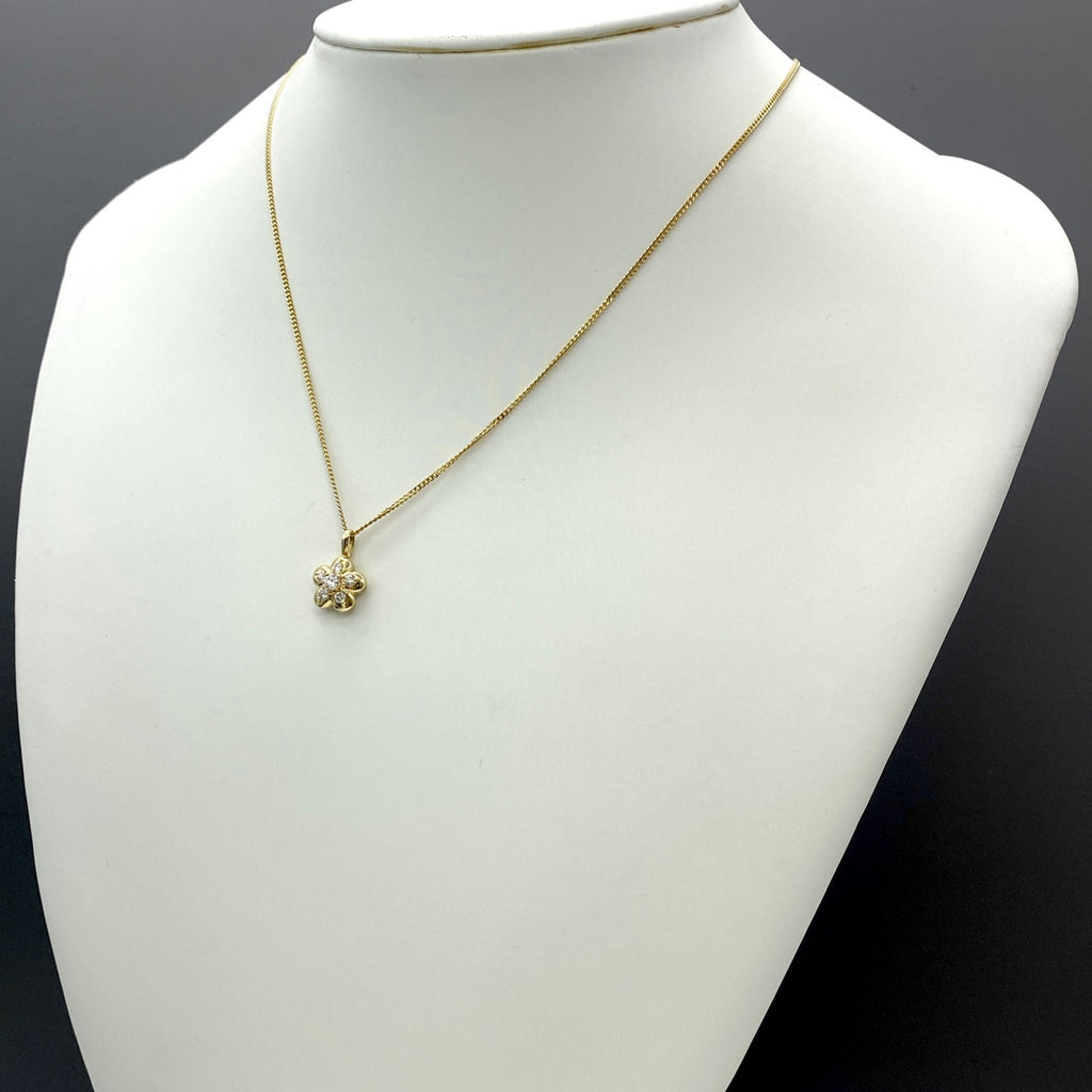 メレダイヤ デザインネックレス YG イエローゴールド ペンダント ネックレス K18 ダイヤモンド レディース 【中古】nbjwl