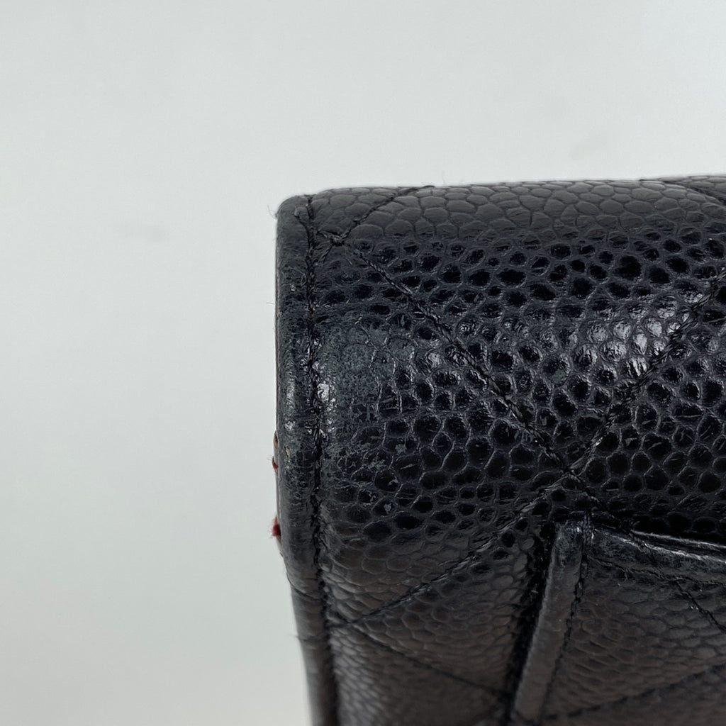 シャネル ココマーク 三つ折り 長財布 マトラッセ 長財布 キャビアスキン ブラック A31506 レディース 【中古】 
 ラッピング可
