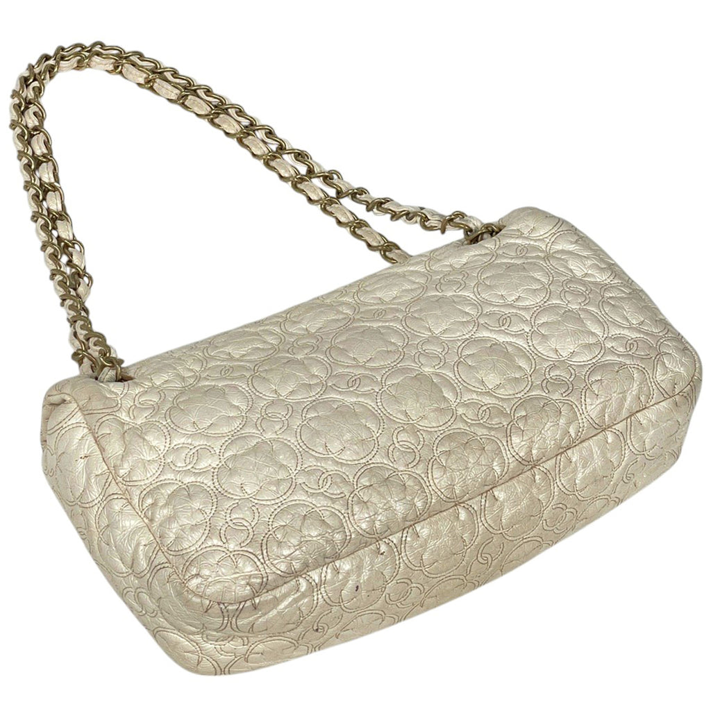 シャネル ココマーク チェーン ショルダーバッグ Wチェーン  ショルダーバッグ レザー ホワイト レディース 【中古】 brbag