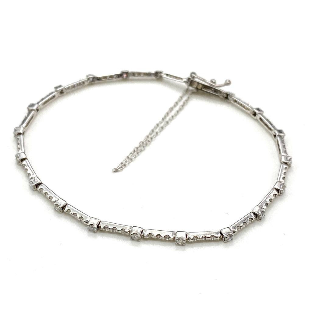 メレダイヤ デザインブレスレット WG ホワイトゴールド 腕輪 ブレスレット K18 WG ダイヤモンド レディース 【中古】nbjwl