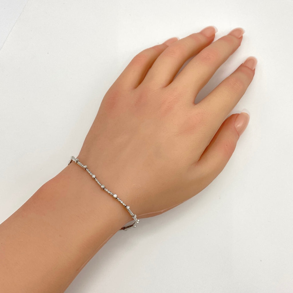 メレダイヤ デザインブレスレット WG ホワイトゴールド 腕輪 ブレスレット K18 WG ダイヤモンド レディース 【中古】nbjwl