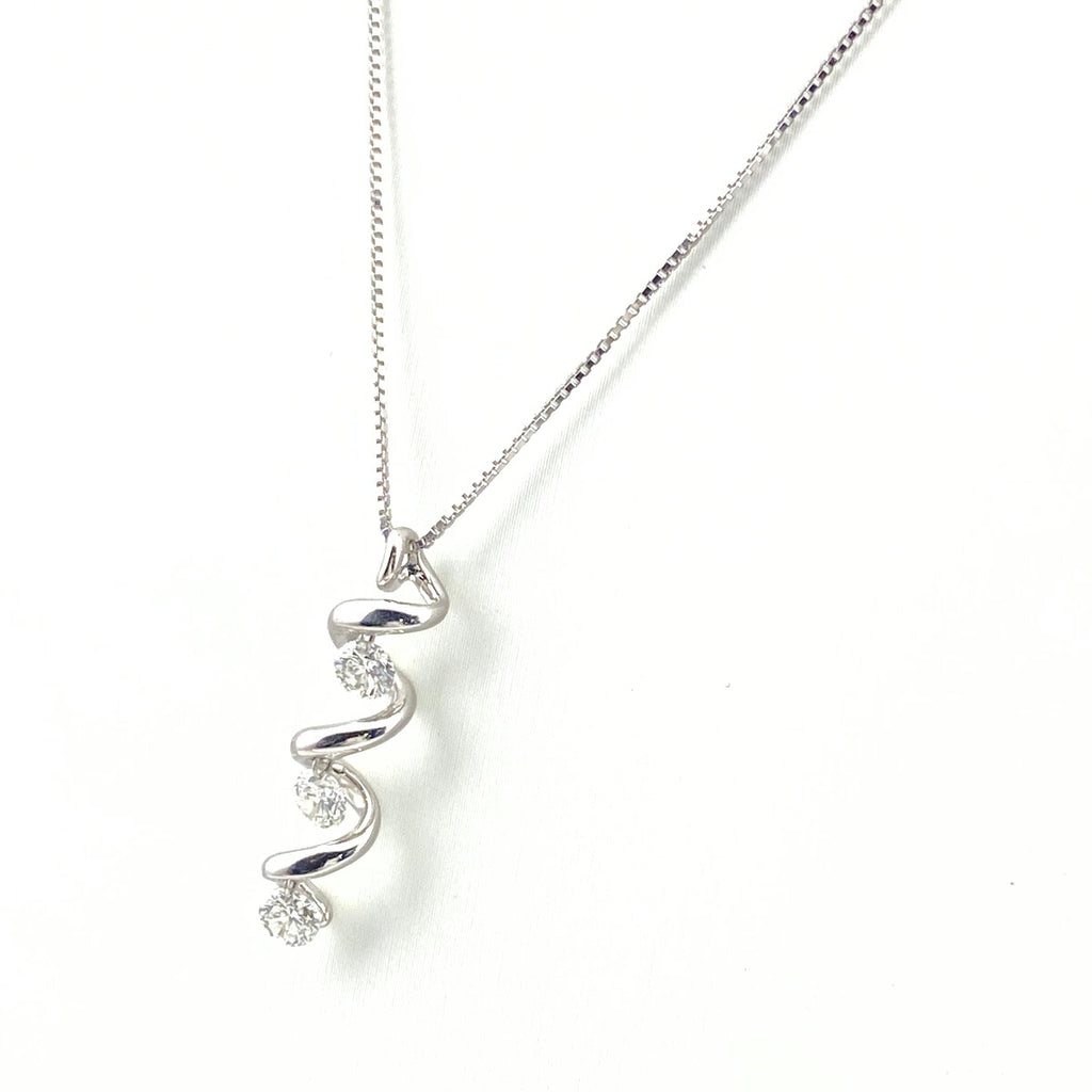 メレダイヤ デザインネックレス WG ホワイトゴールド ペンダント ネックレス K18 WG ダイヤモンド レディース 【中古】nbjwl