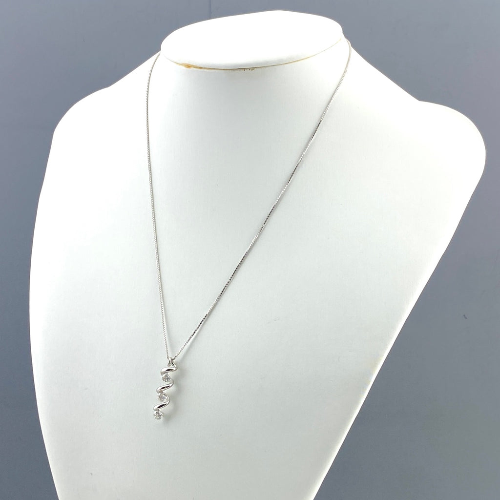 メレダイヤ デザインネックレス WG ホワイトゴールド ペンダント ネックレス K18 WG ダイヤモンド レディース 【中古】nbjwl