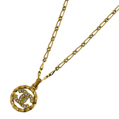 シャネル ココマーク ラインストーン ネックレス ラウンド ネックレス GP ゴールド レディース 【中古】bracc