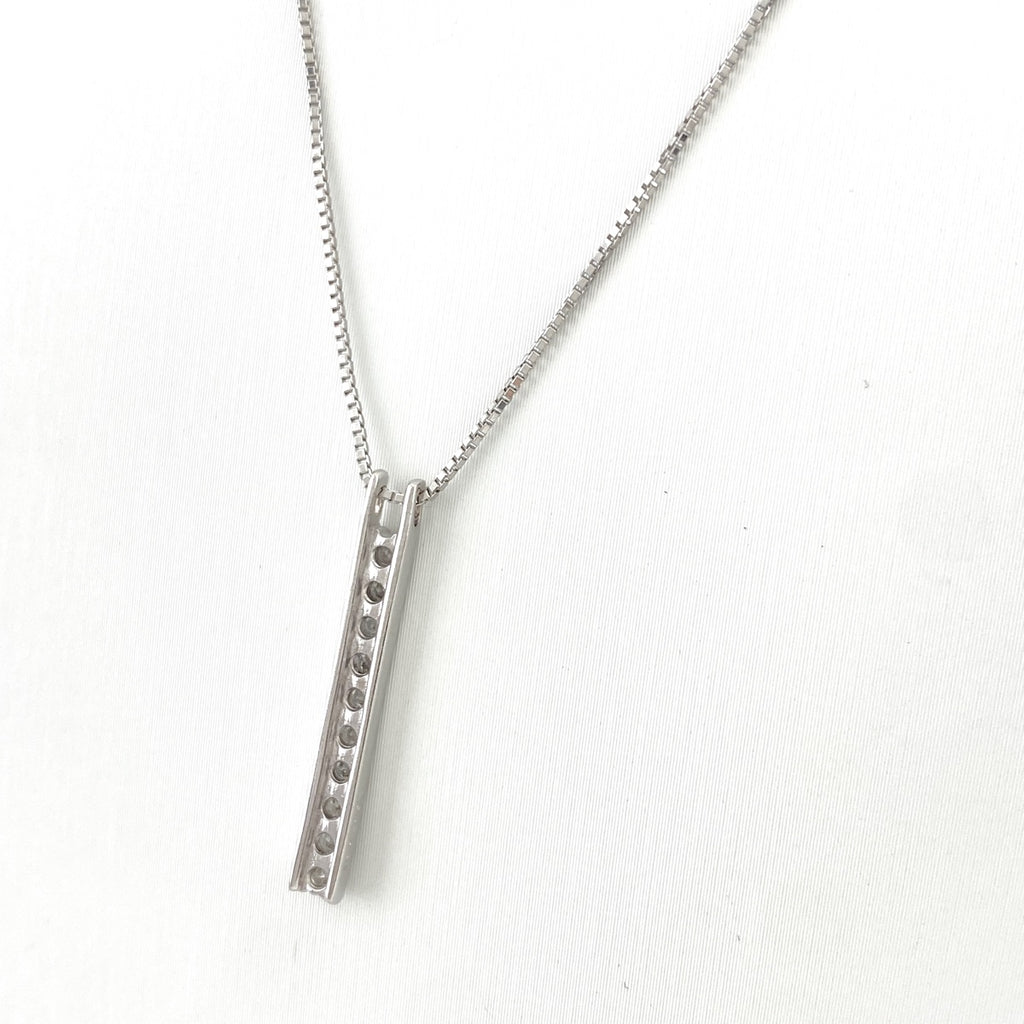 メレダイヤ デザインネックレス プラチナ WG ホワイトゴールド ペンダント ネックレス Pt850 K18 WG レディース 【中古】nbjwl