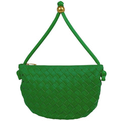 ボッテガヴェネタ イントレチャート ハンドバッグ スモール ターン ポーチ ハンドバッグ レザー グリーン レディース 【中古】brbag