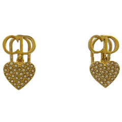 クリスチャンディオール ハートモチーフ イヤリング ラインストーン スイング イヤリング GP ゴールド レディース 【中古】bracc