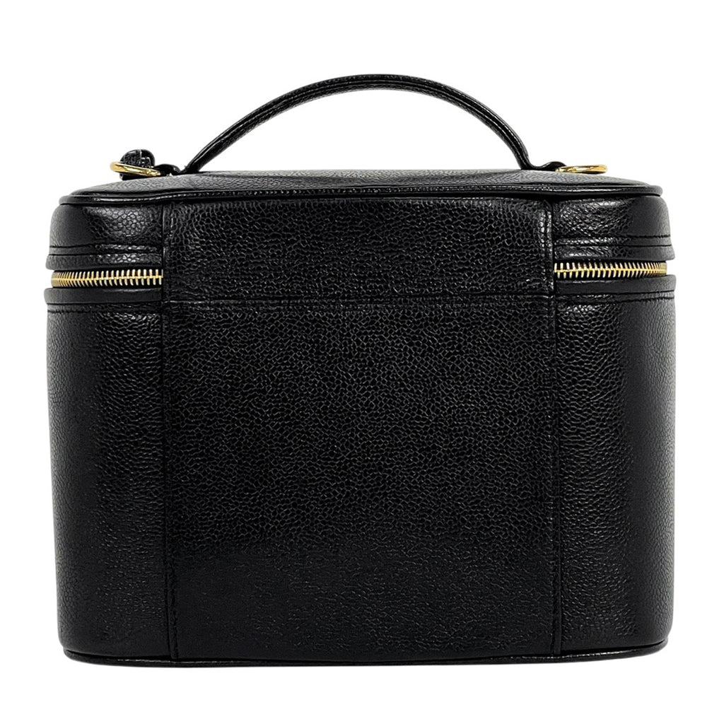 シャネル ココマーク バニティバッグ 2WAY ショルダーバッグ メイク コスメ 化粧ポーチ キャビアスキン ブラック レディース 【中古】brbag