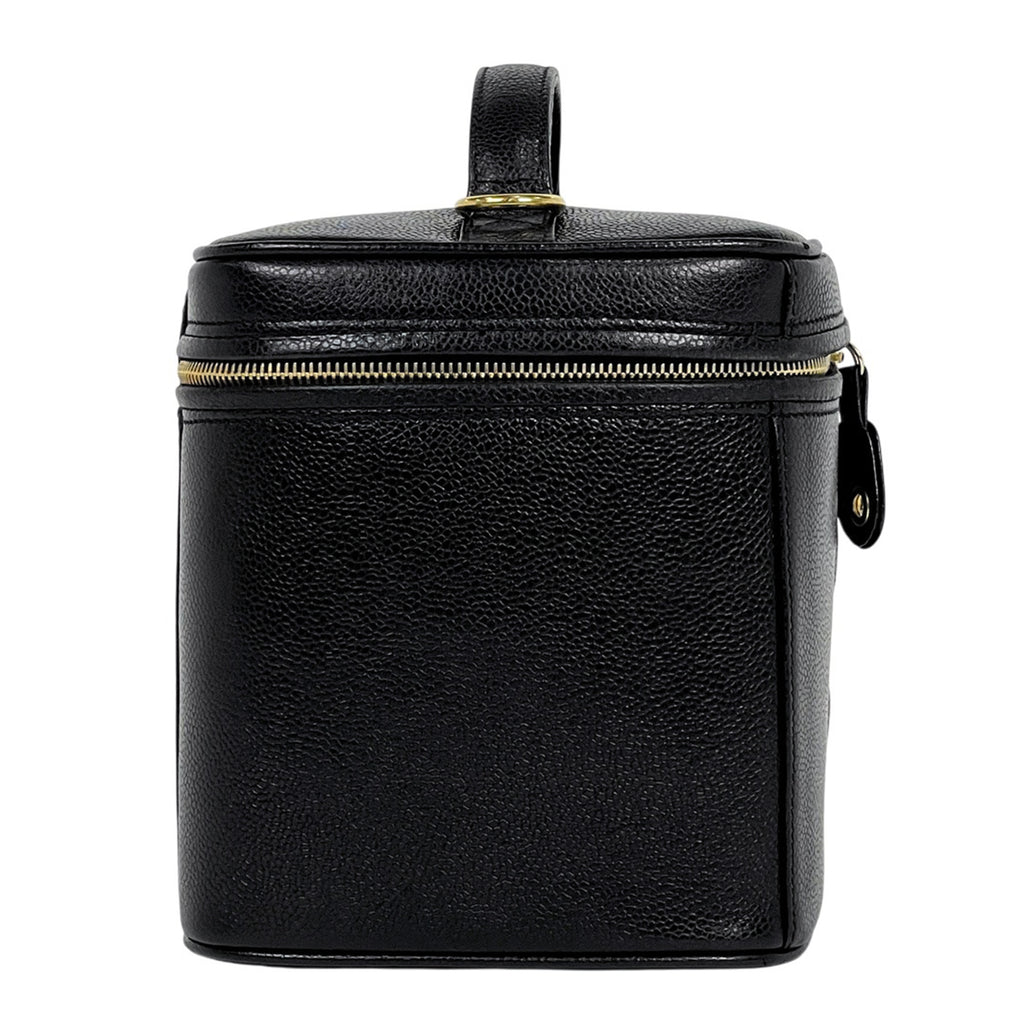 シャネル ココマーク バニティバッグ 2WAY ショルダーバッグ メイク コスメ 化粧ポーチ キャビアスキン ブラック レディース 【中古】brbag