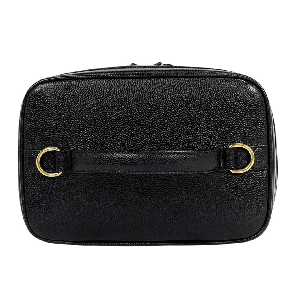 シャネル ココマーク バニティバッグ 2WAY ショルダーバッグ メイク コスメ 化粧ポーチ キャビアスキン ブラック レディース 【中古】brbag