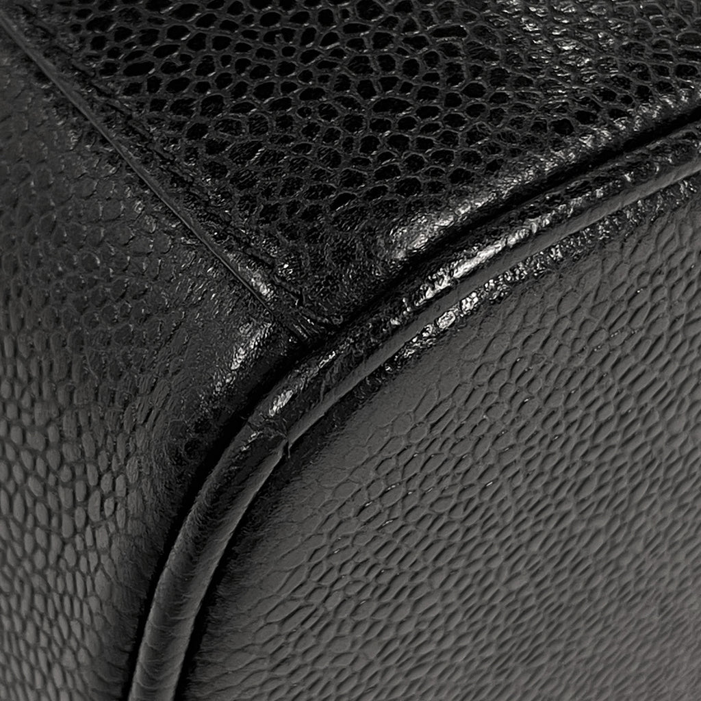 シャネル ココマーク バニティバッグ 2WAY ショルダーバッグ メイク コスメ 化粧ポーチ キャビアスキン ブラック レディース 【中古】brbag