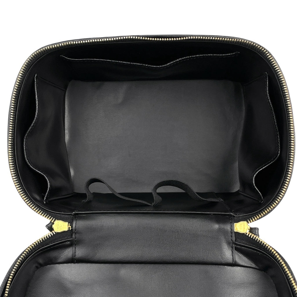 シャネル ココマーク バニティバッグ 2WAY ショルダーバッグ メイク コスメ 化粧ポーチ キャビアスキン ブラック レディース 【中古】brbag