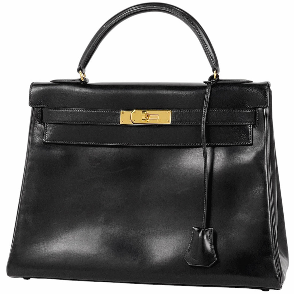 エルメス ケリー 35 内縫い 2WAY ショルダーバッグ ハンドバッグ ボックスカーフ ブラック 〇U レディース 【中古】brbag