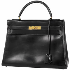 エルメス ケリー 35 内縫い 2WAY ショルダーバッグ ハンドバッグ ボックスカーフ ブラック 〇U レディース 【中古】brbag