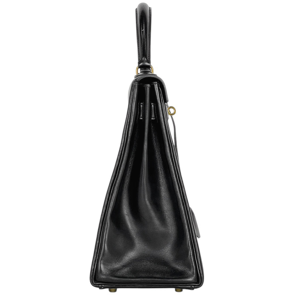 エルメス ケリー 35 内縫い 2WAY ショルダーバッグ ハンドバッグ ボックスカーフ ブラック 〇U レディース 【中古】brbag
