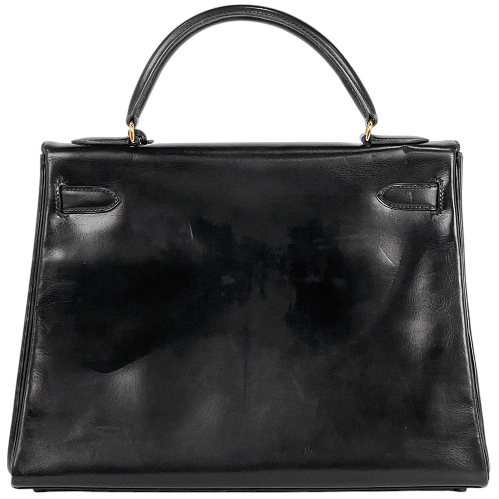 エルメス ケリー 35 内縫い 2WAY ショルダーバッグ ハンドバッグ ボックスカーフ ブラック 〇U レディース 【中古】brbag