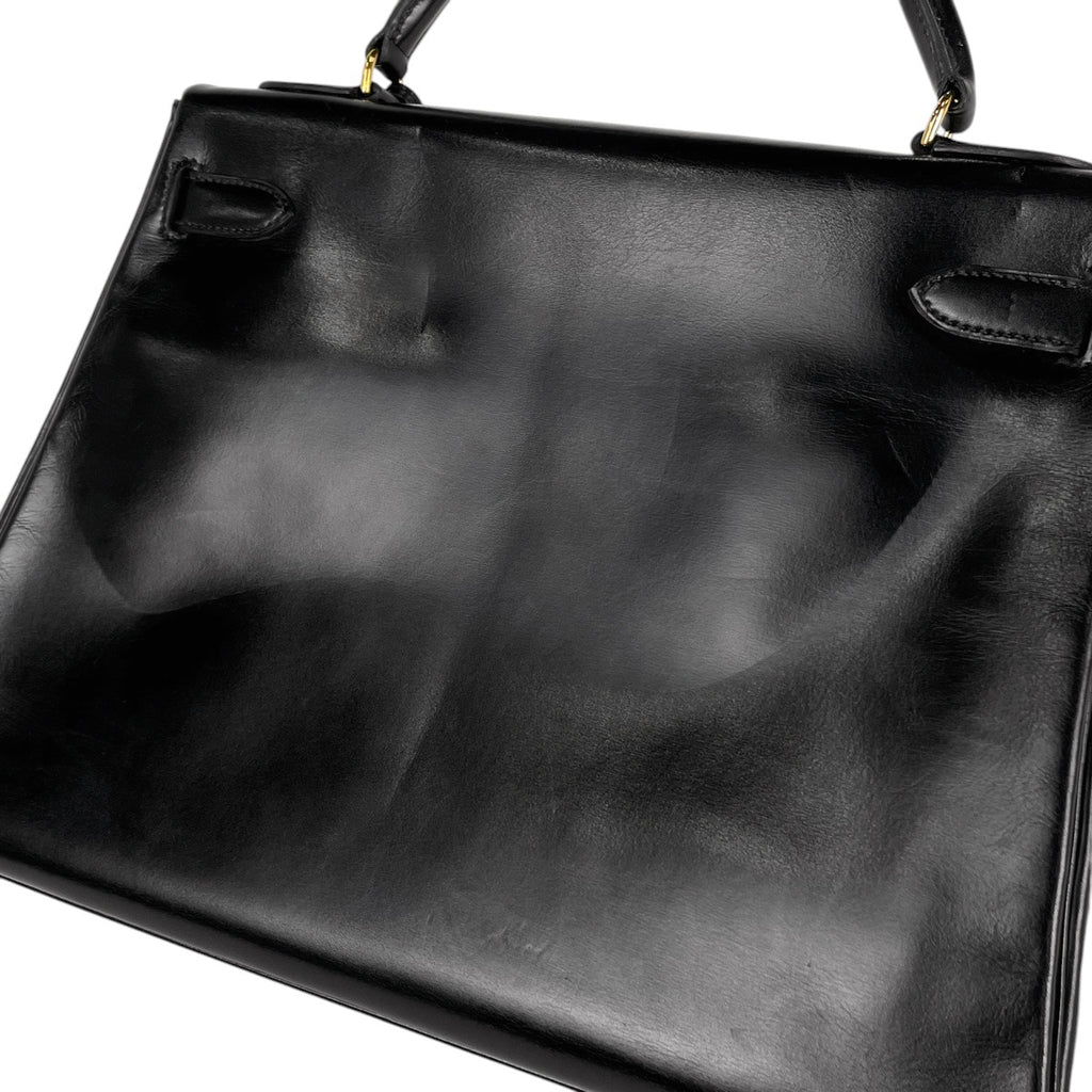 エルメス ケリー 35 内縫い 2WAY ショルダーバッグ ハンドバッグ ボックスカーフ ブラック 〇U レディース 【中古】brbag