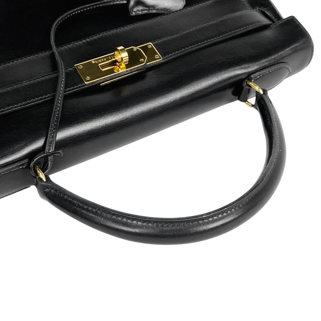 エルメス ケリー 35 内縫い 2WAY ショルダーバッグ ハンドバッグ ボックスカーフ ブラック 〇U レディース 【中古】brbag