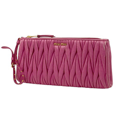 ミュウ ミュウ マテラッセ クラッチバッグ ギャザー ポーチ クラッチバッグ レザー ピンク 5N1544 レディース 【中古】brbag