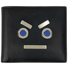 フェンディ ロボットフェイス 二つ折り 財布 レザー ブラック 7M0169 メンズ 【中古】brbag
