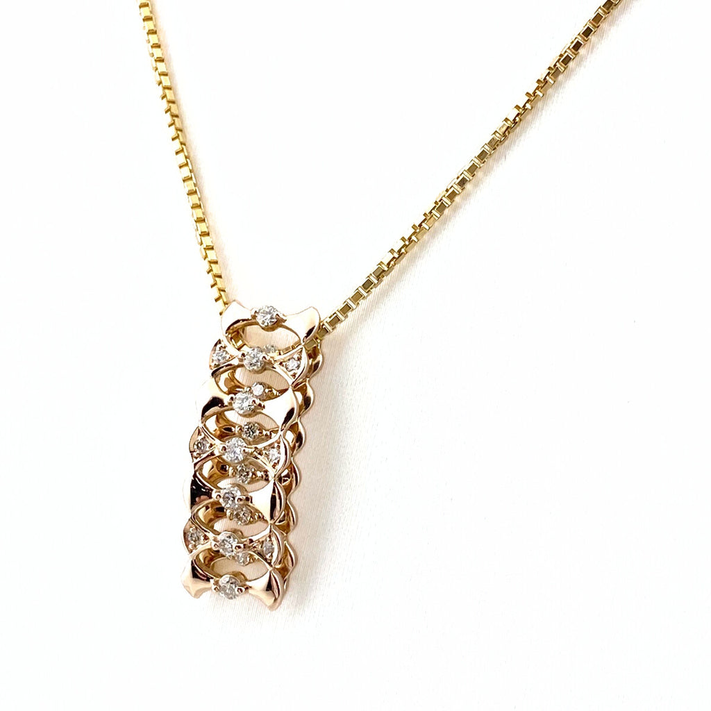 メレダイヤ デザインネックレス YG イエローゴールド ペンダント ネックレス K18 ダイヤモンド レディース 【中古】nbjwl