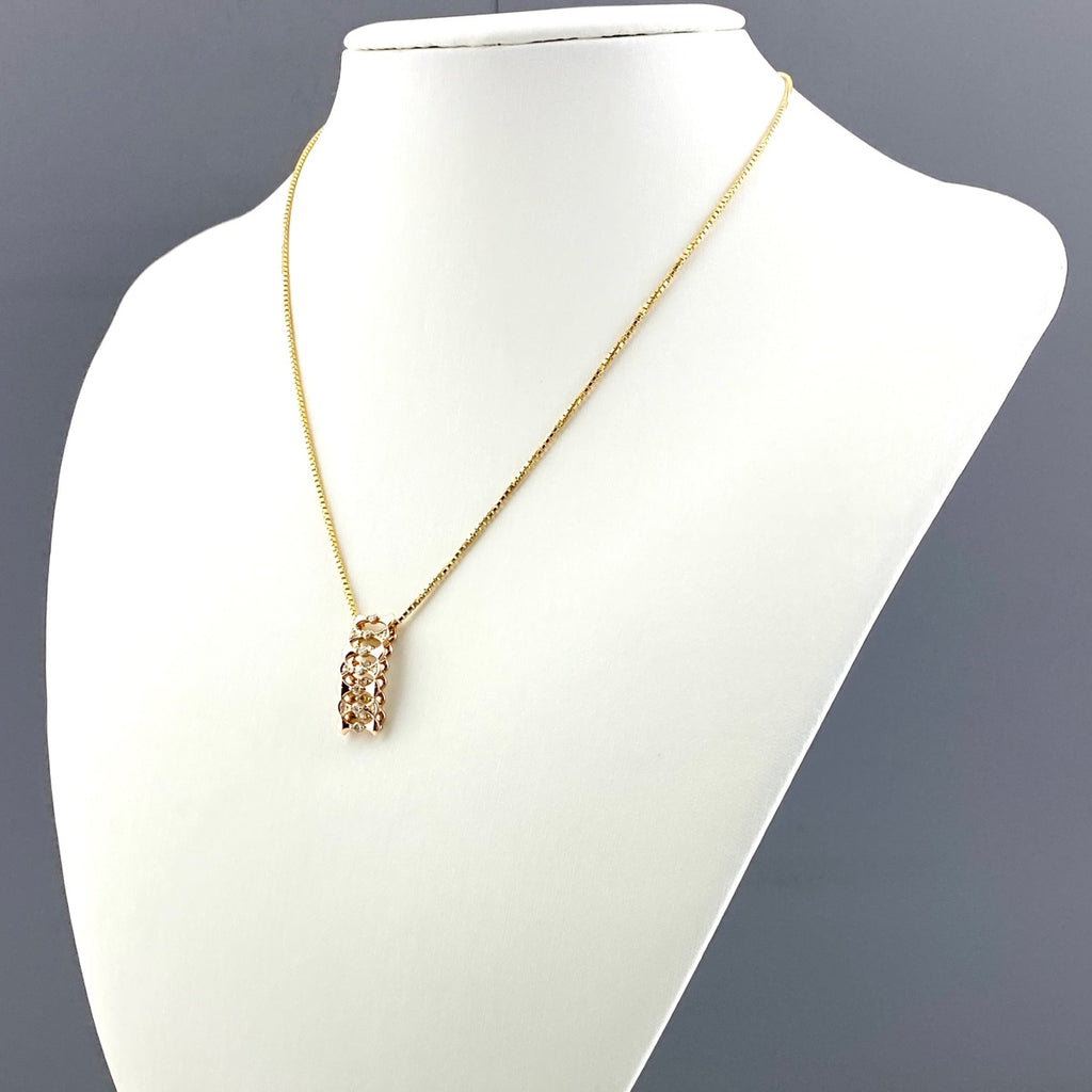 メレダイヤ デザインネックレス YG イエローゴールド ペンダント ネックレス K18 ダイヤモンド レディース 【中古】nbjwl