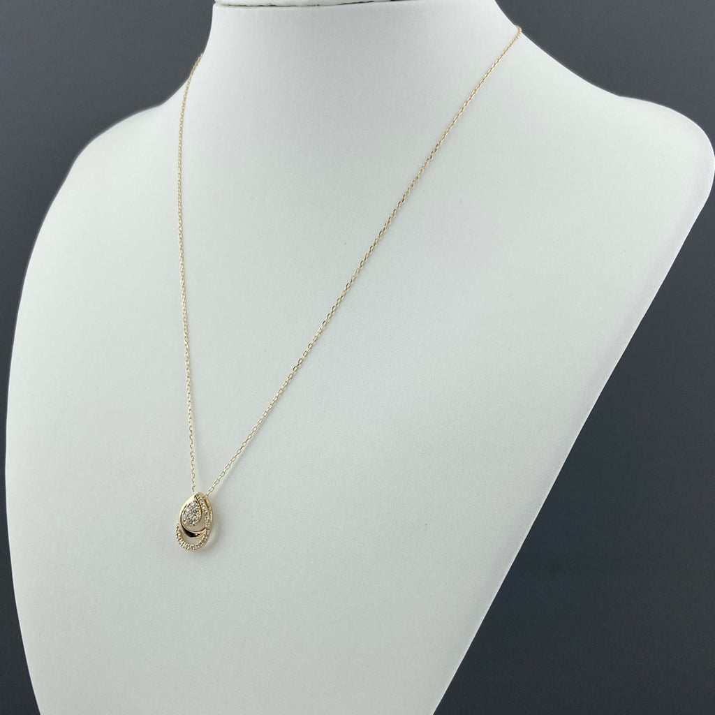 メレダイヤ デザインネックレス YG イエローゴールド ペンダント ネックレス K18 ダイヤモンド レディース 【中古】nbjwl