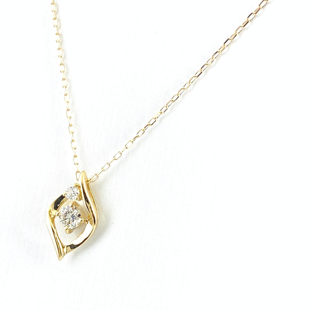 メレダイヤ デザインネックレス YG イエローゴールド ペンダント ネックレス K18 ダイヤモンド レディース 【中古】nbjwl