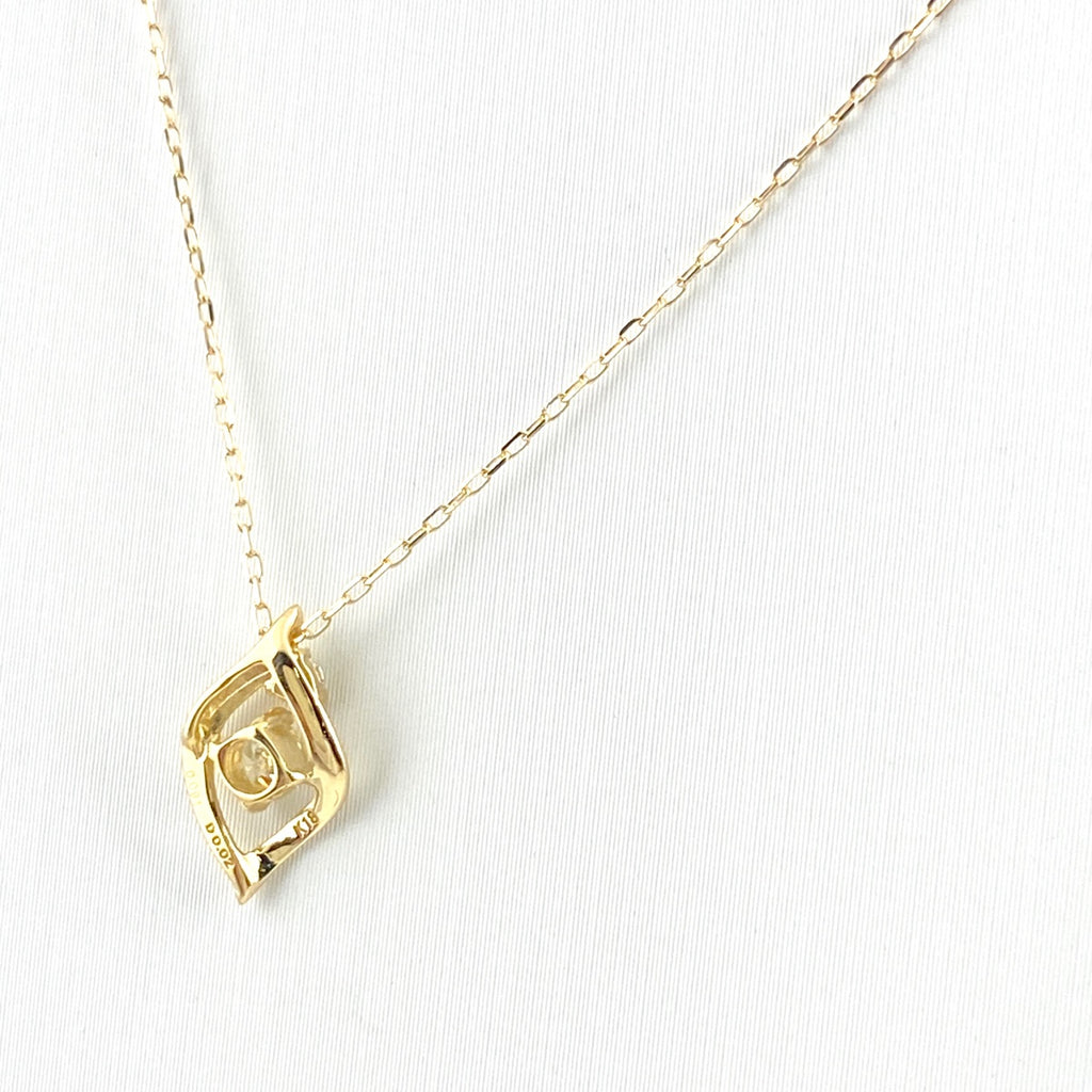メレダイヤ デザインネックレス YG イエローゴールド ペンダント ネックレス K18 ダイヤモンド レディース 【中古】nbjwl