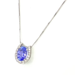 タンザナイト デザインネックレス プラチナ メレダイヤ ペンダント ネックレス Pt950 Pt850 タンザナイト レディース 【中古】nbjwl