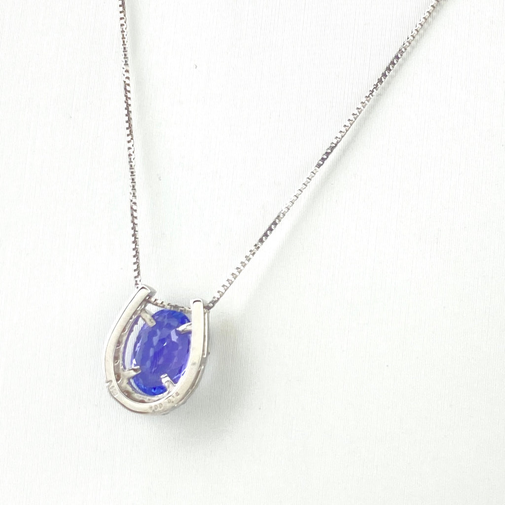 タンザナイト デザインネックレス プラチナ メレダイヤ ペンダント ネックレス Pt950 Pt850 タンザナイト レディース 【中古】nbjwl