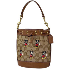 【在庫一掃】 コーチ ミニ デンプシー バケット バッグ 2WAY ショルダーバッグ ディズニーコラボ ミッキーマウス シグネチャー ハンドバッグ キャンバス ブラウン CN499 レディース 【中古】brbag