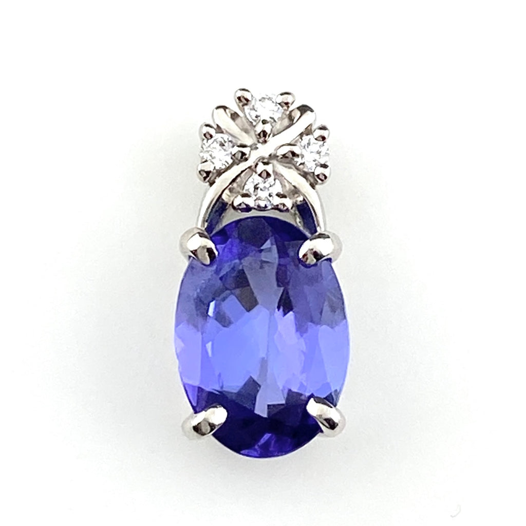 タンザナイト デザインペンダントトップ プラチナ メレダイヤ ペンダントトップ Pt900 タンザナイト ダイヤモンド レディース 【中古】nbjwl