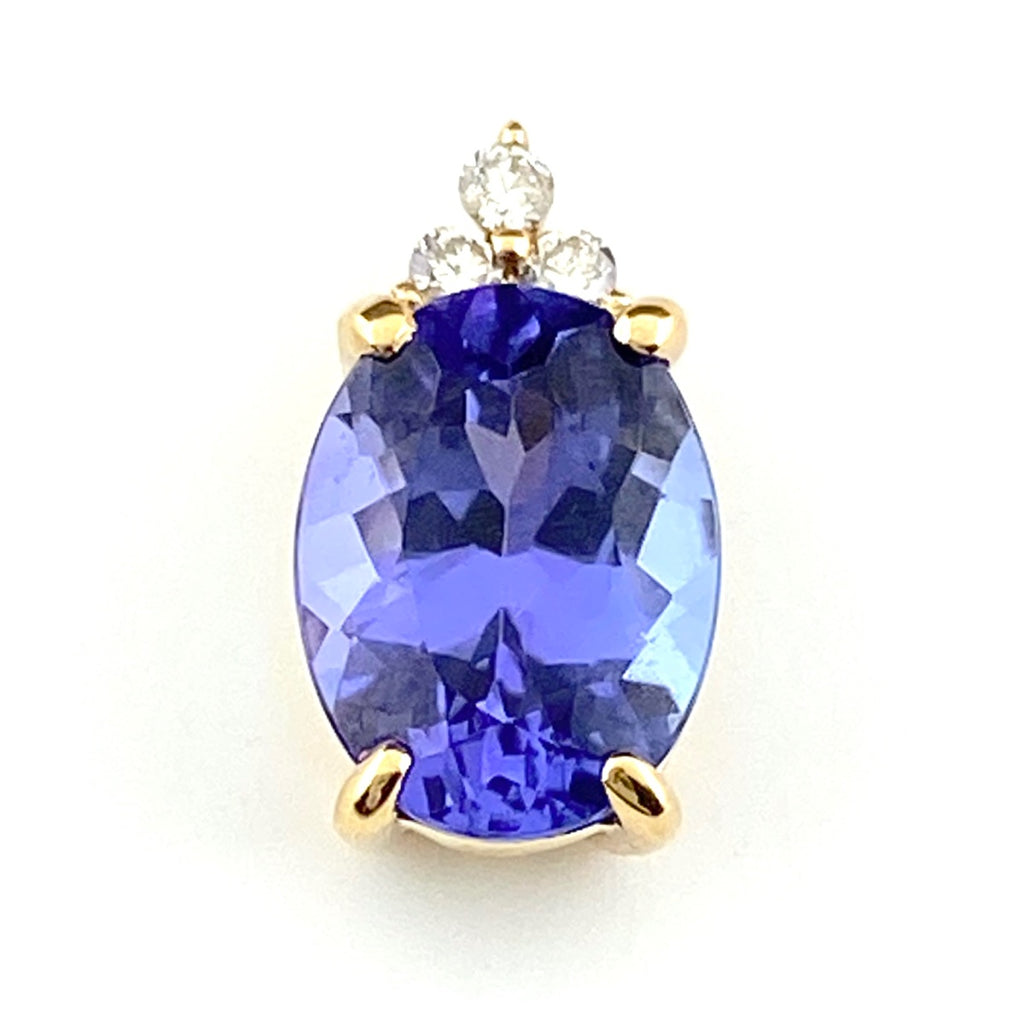 タンザナイト デザインペンダントトップ YG イエローゴールド メレダイヤ ペンダントトップ K18 タンザナイト ダイヤモンド レディース 【中古】nbjwl