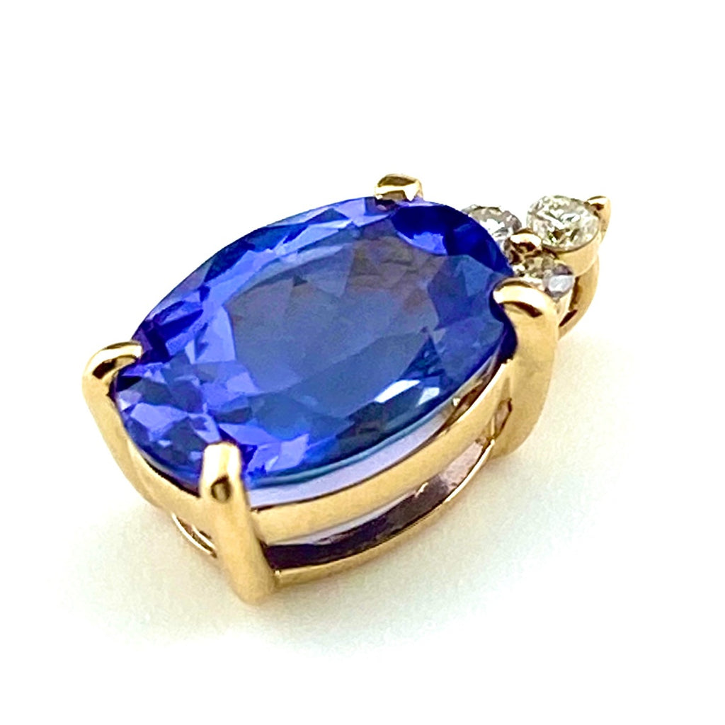 タンザナイト デザインペンダントトップ YG イエローゴールド メレダイヤ ペンダントトップ K18 タンザナイト ダイヤモンド レディース 【中古】nbjwl