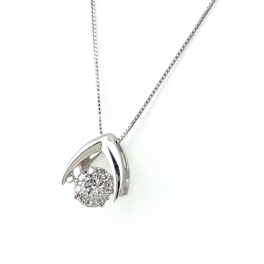 メレダイヤ デザインネックレス WG ホワイトゴールド ペンダント ネックレス K18 WG ダイヤモンド レディース 【中古】nbjwl